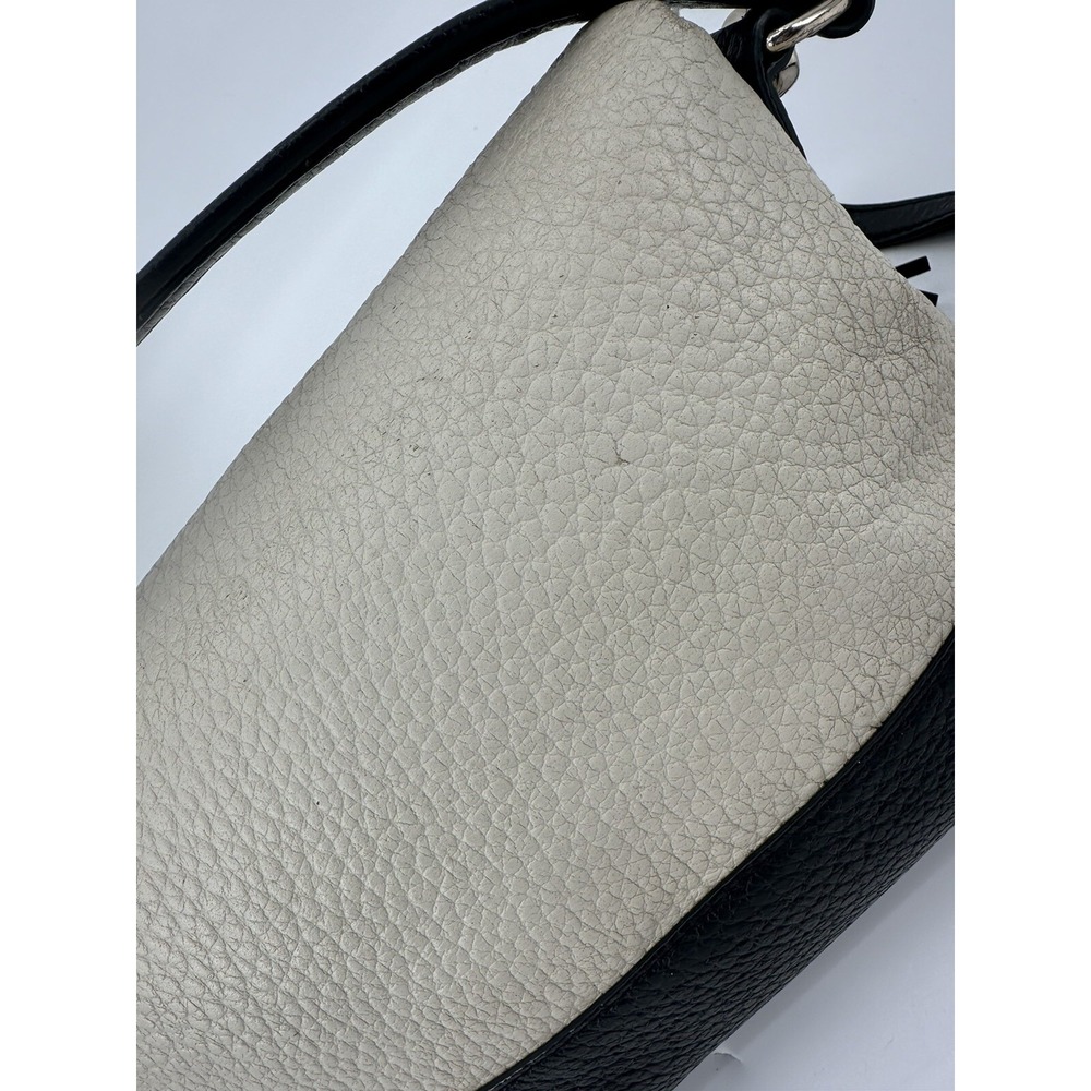 Kate‎ Spade Black and Cream Pebbled Leather Crossbody Foldover Bag - Picture 12 of 16